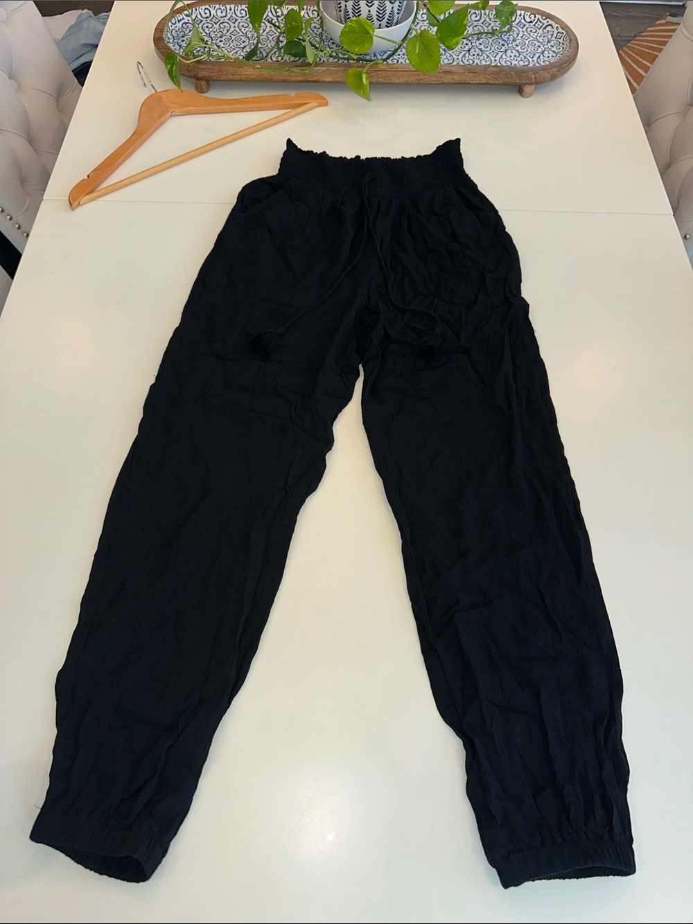 Kingston Black Elastic Waist Lightweight Pants
